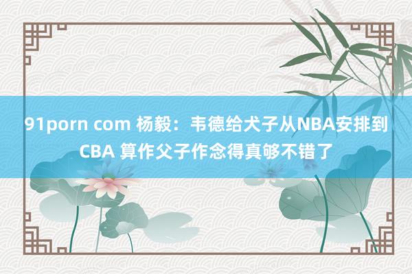 91porn com 杨毅：韦德给犬子从NBA安排到CBA 算作父子作念得真够不错了